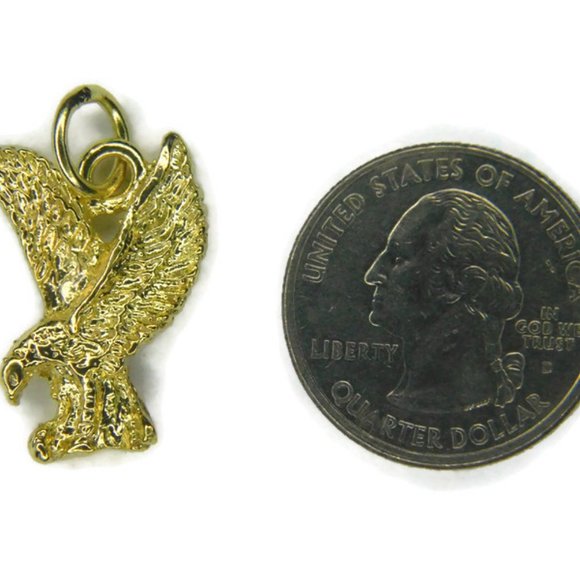 Eagle Charm Pendant 14k Yellow Gold. - Picture 4 of 4